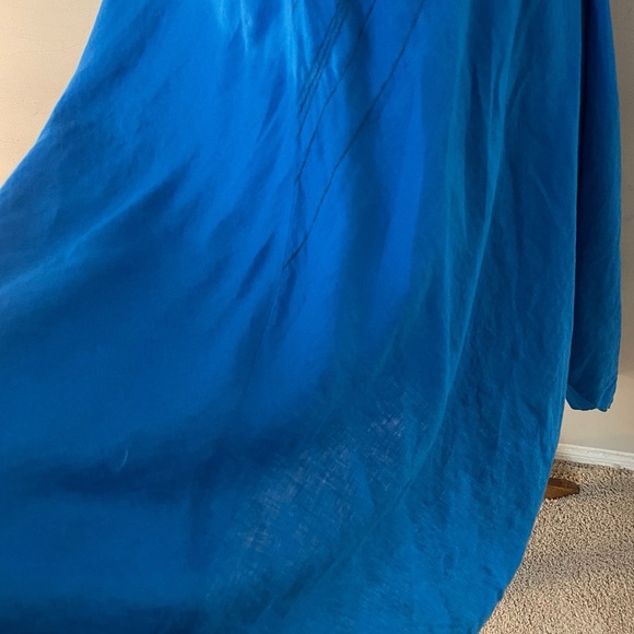 Eileen Fisher Linen Embroidered Boho Chic Midi Dress Sleeveless Resort Vacation - Picture 3 of 7